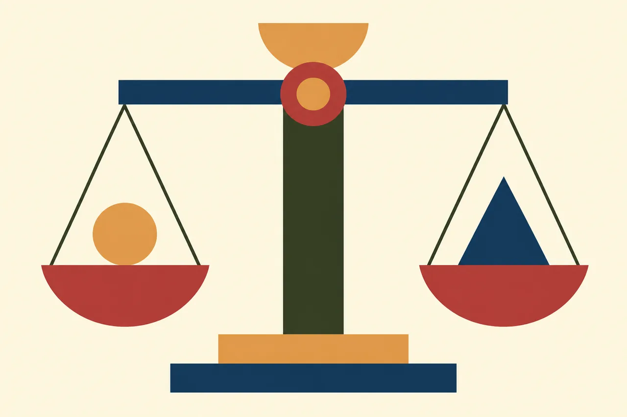 Geometric scale weighing a coin against a protection shield